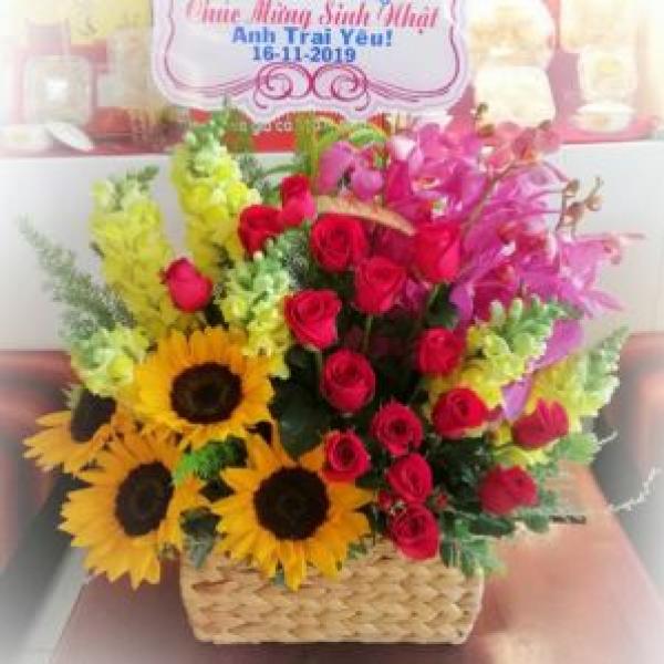 Giỏ hoa hướng dương đẹp BNG578